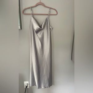Silver slip midi dress